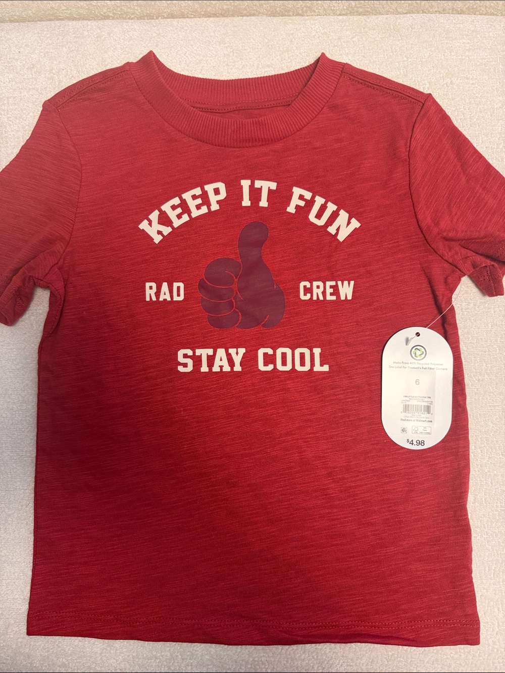Keep It Fun Red Kids T‑Shirt - 'Stay Cool' Graphic